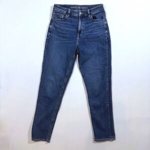 American Eagle Mom Jean High Rise 4 27x28 Stretch Denim Blue Casual Everyday‎